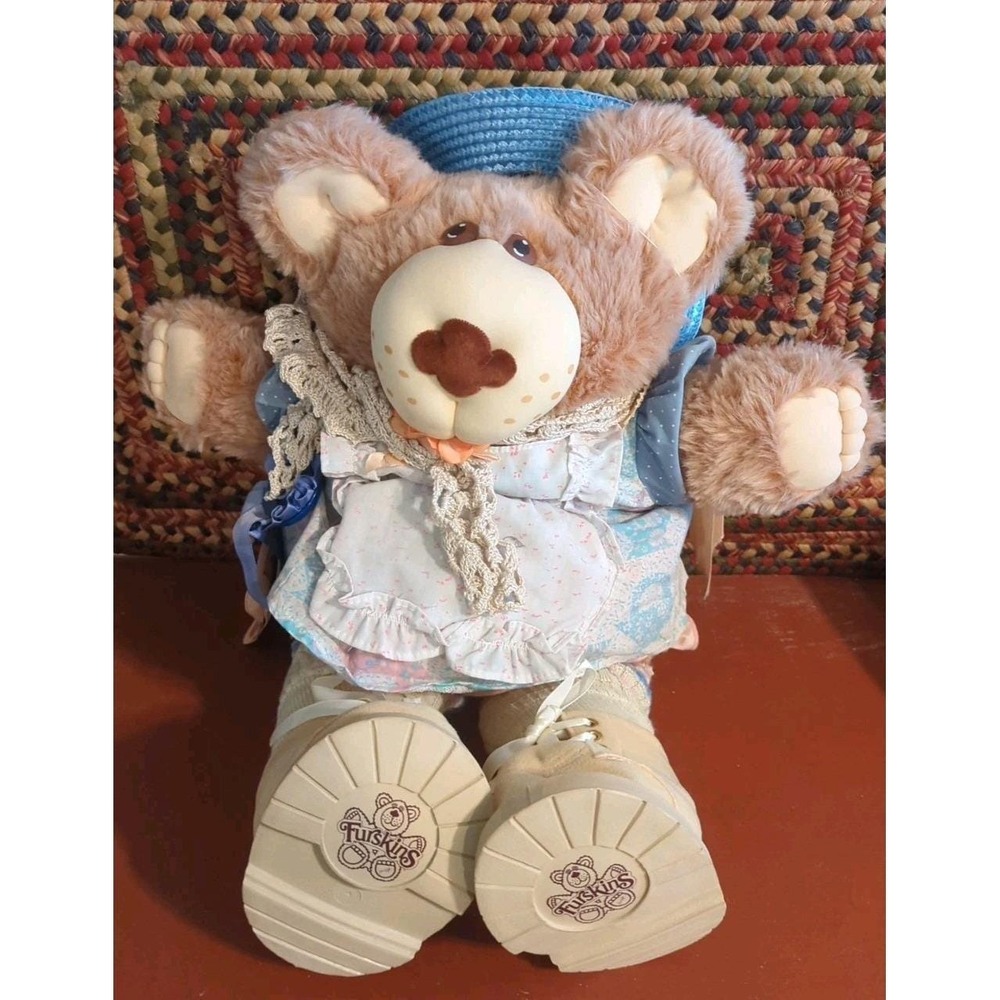 Vintage Furskins HATTIE Teddy Bear 1985 Plush 23" T XAVIER ROBERTS Original Tag